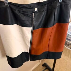 Leather color block mini skirt made by I.N.C.